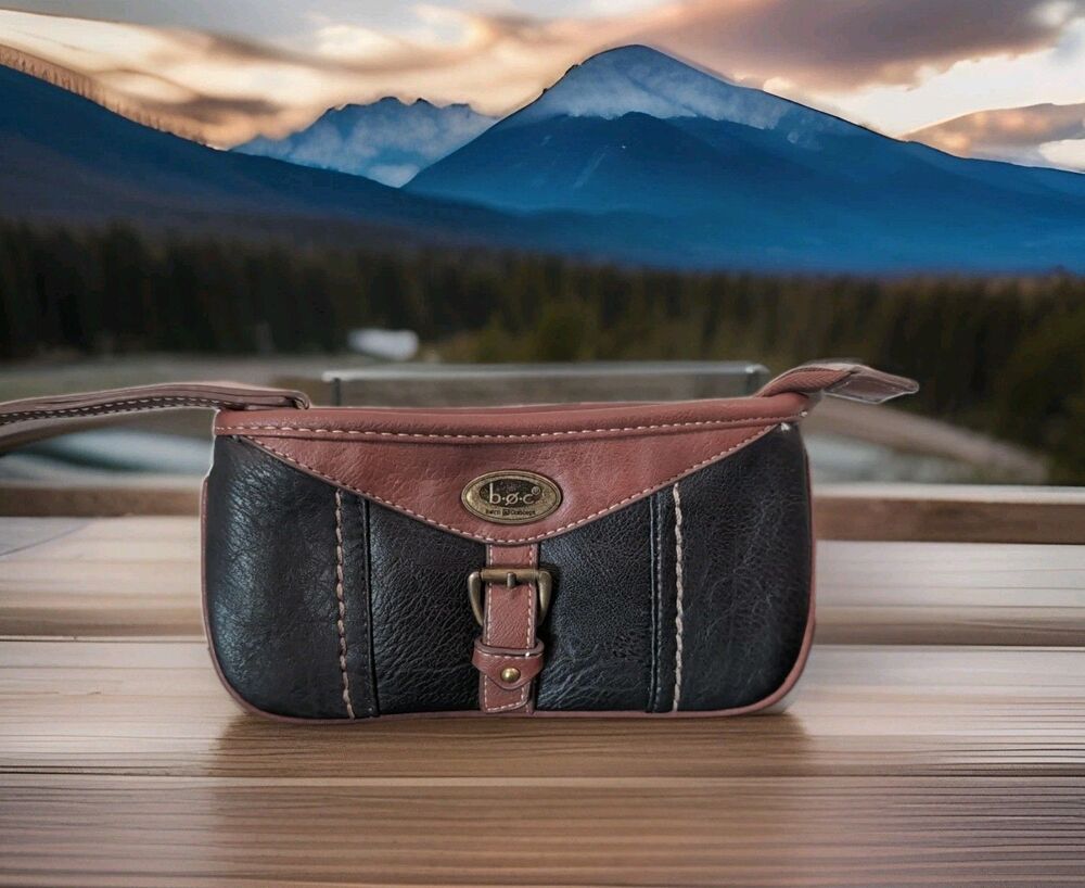 BOC BLACK and BROWN WRISTLET VEGAN LEATHER WALLET EUC